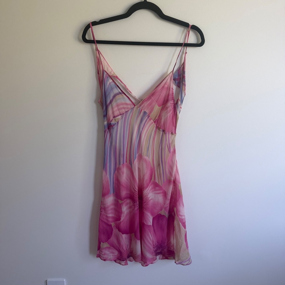 Victoria's Secret Pink Floral Silk Slip Dress Nightgown Large